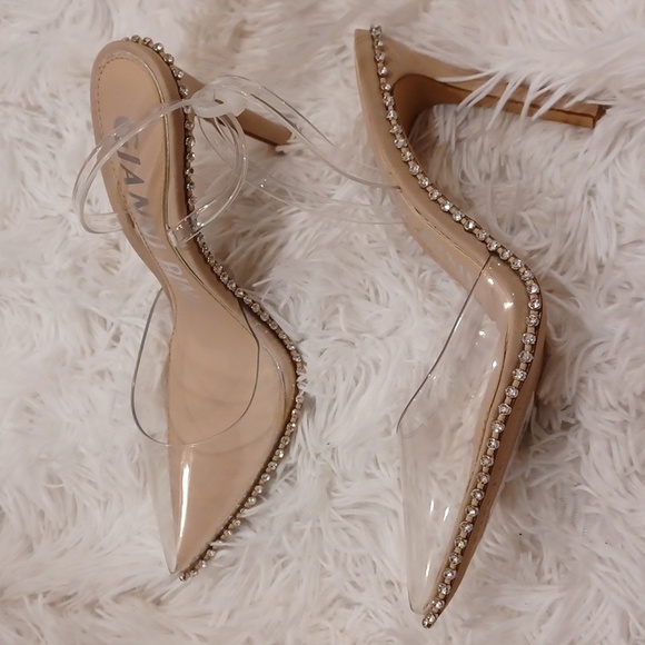 NEW Gianni Binni Clear PVC & Rhinestone Embellishments Strappy High Heels SZ 7 - Picture 7 of 13